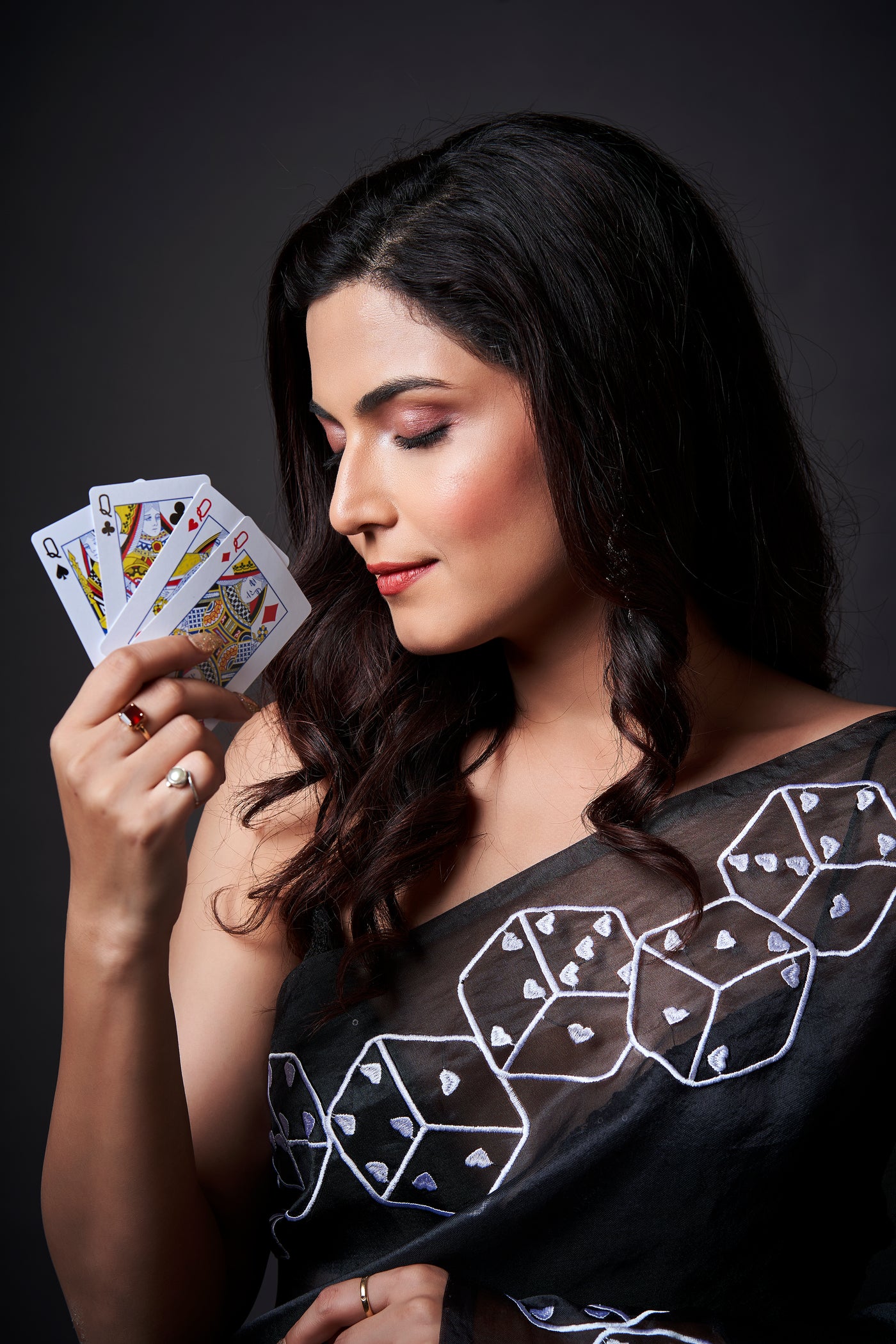 Mystery Dice Embroidered Saree