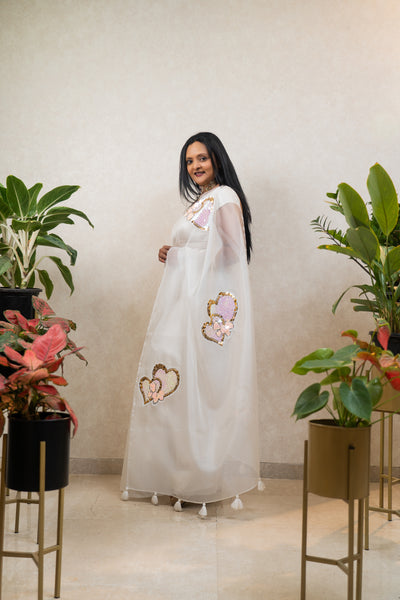 Dazzling Double Gold Hearts Saree
