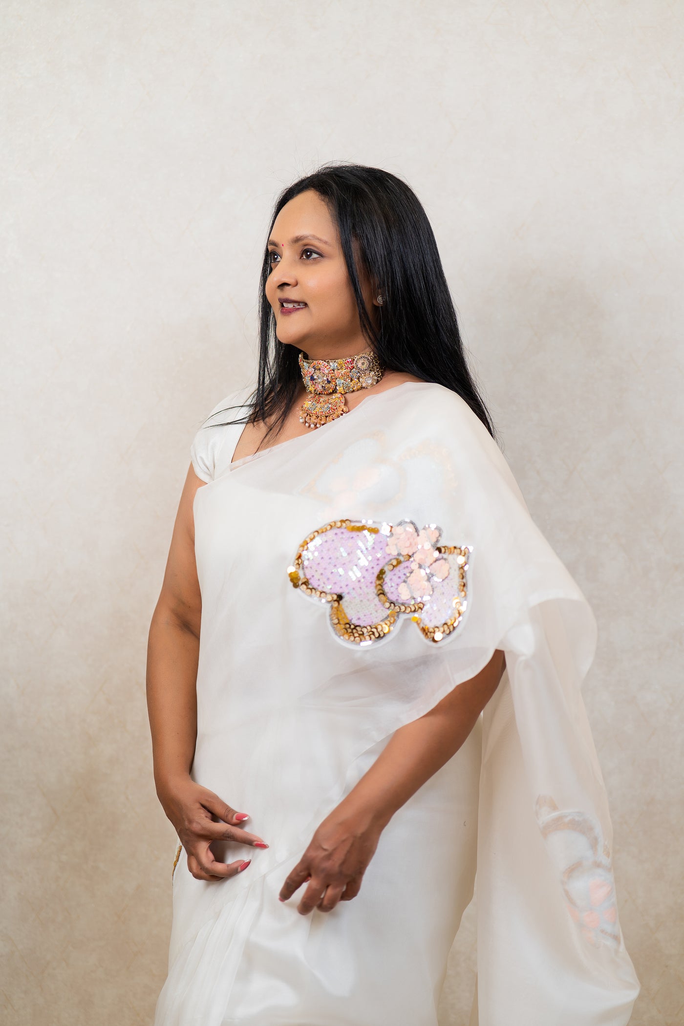 Dazzling Double Gold Hearts Saree