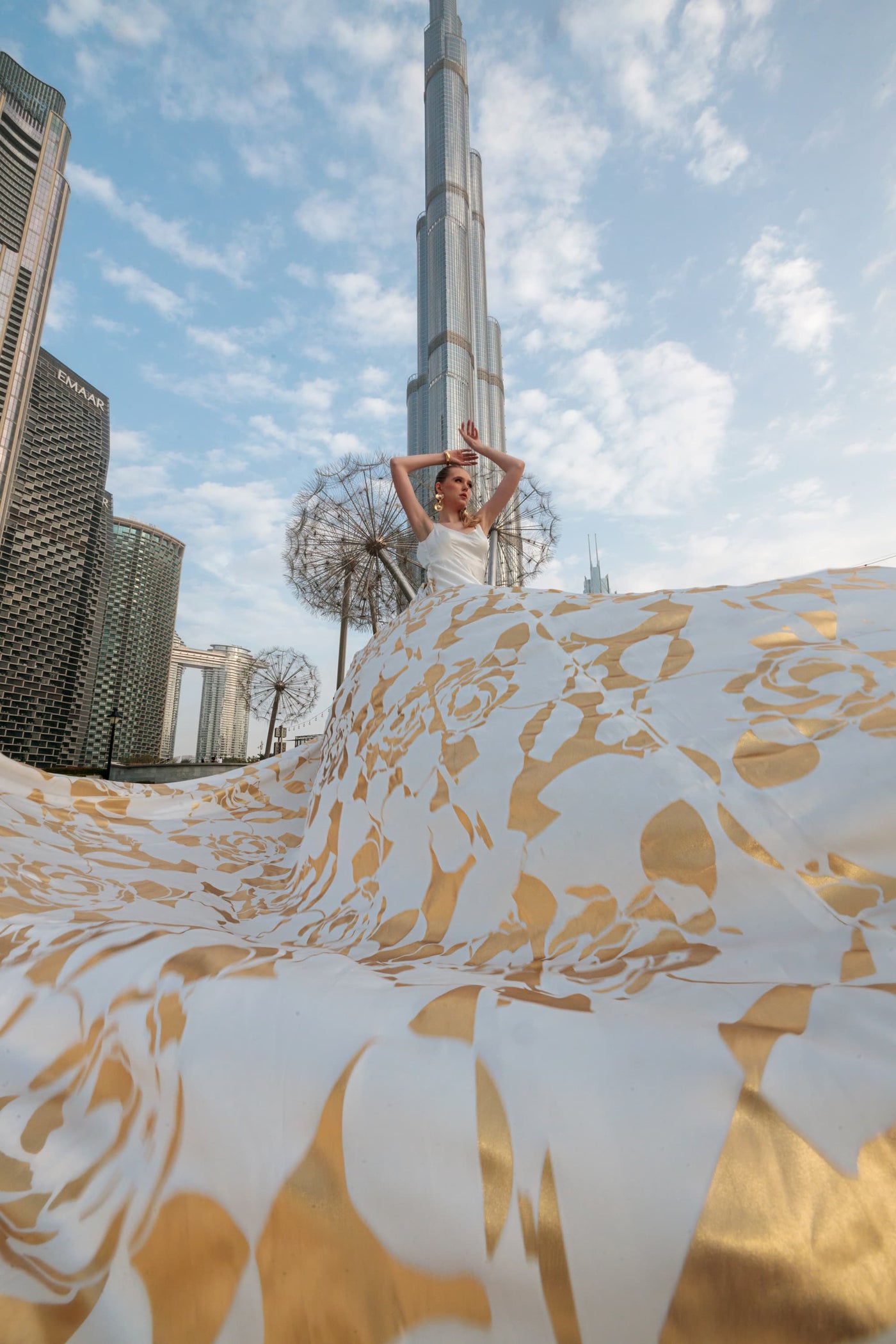 Foil Gold trail dress