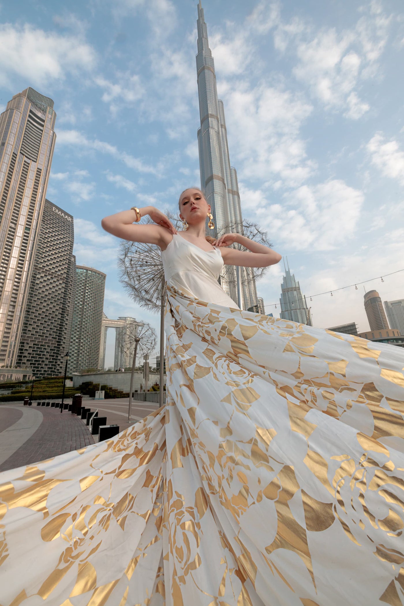Foil Gold trail dress