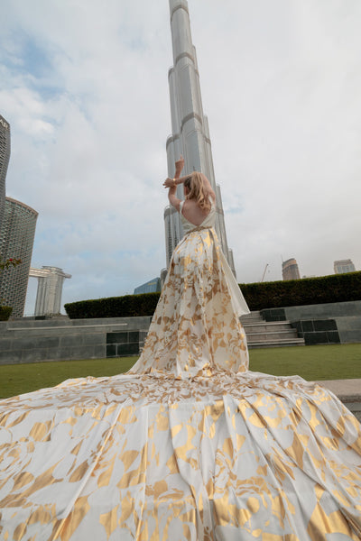 Foil Gold trail dress