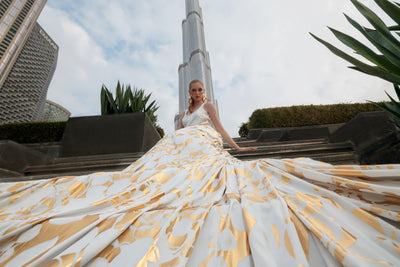 Foil Gold trail dress