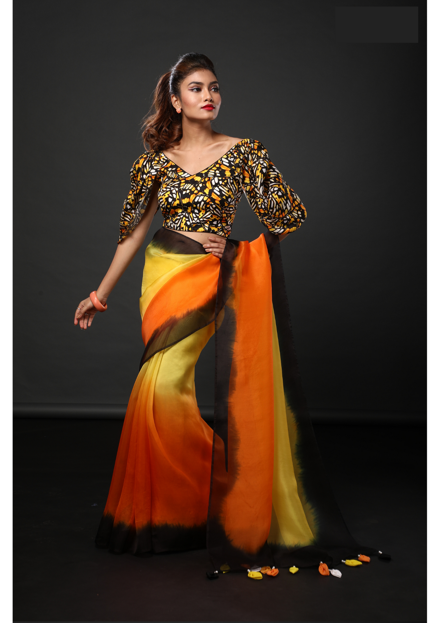 Yellow Blaze Saree