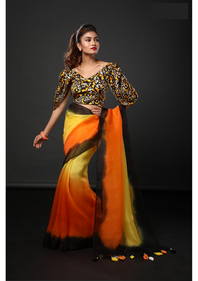 Yellow Blaze Saree