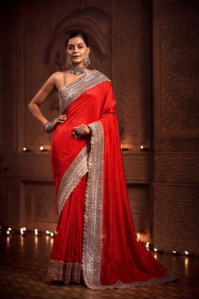 Crimson Regal Zari Saree