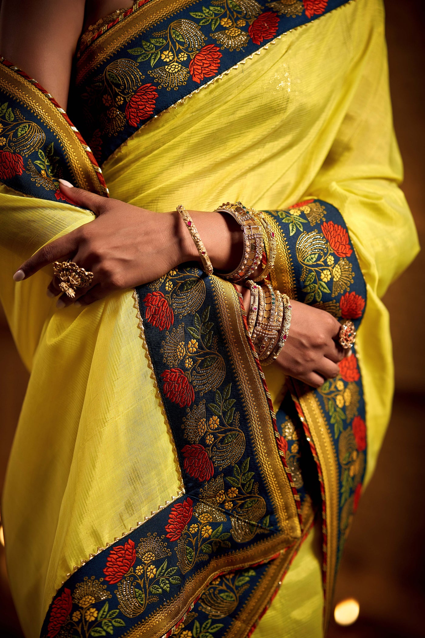 Floral Radiance Zari Saree