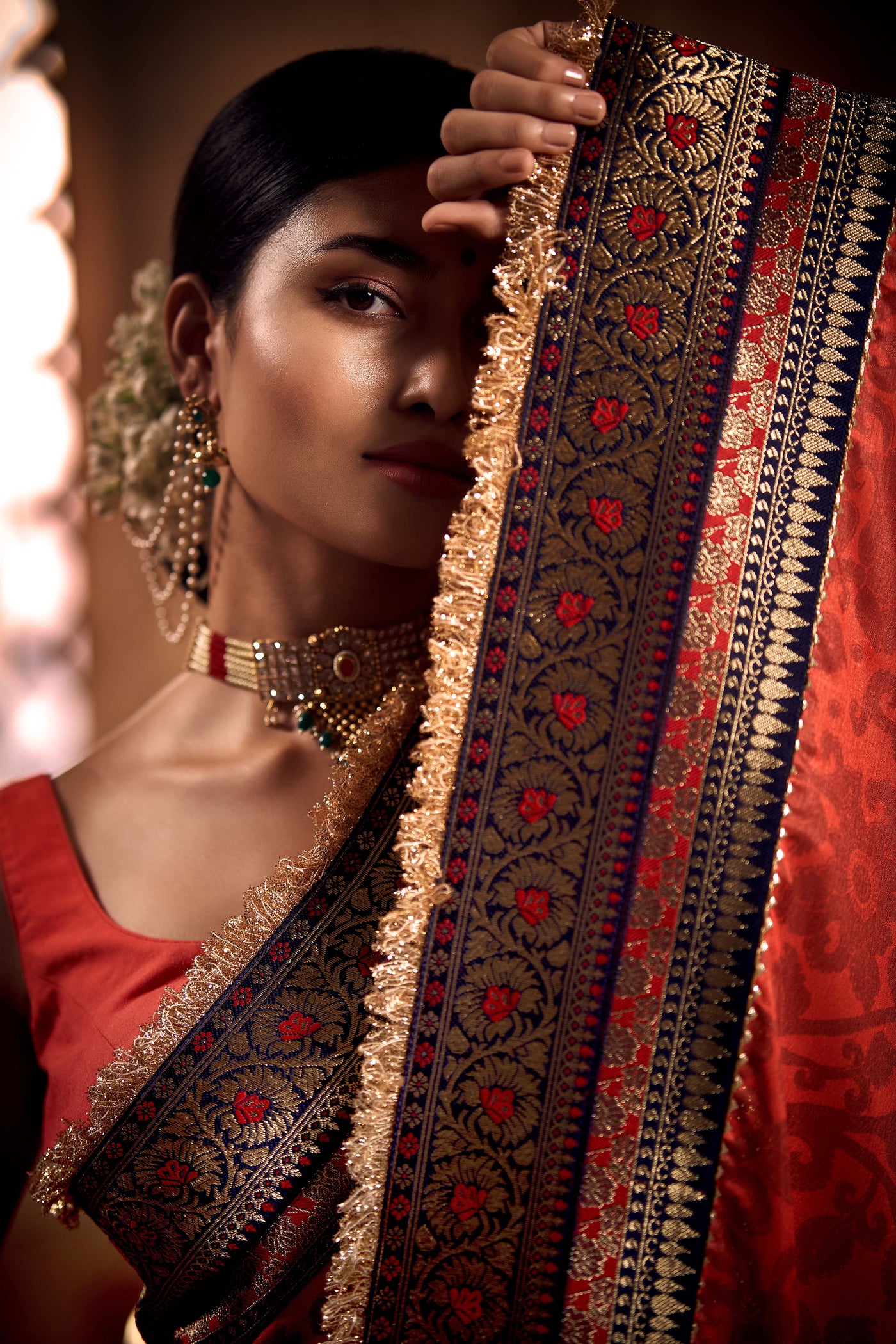 Enchanting Orange Zari Saree