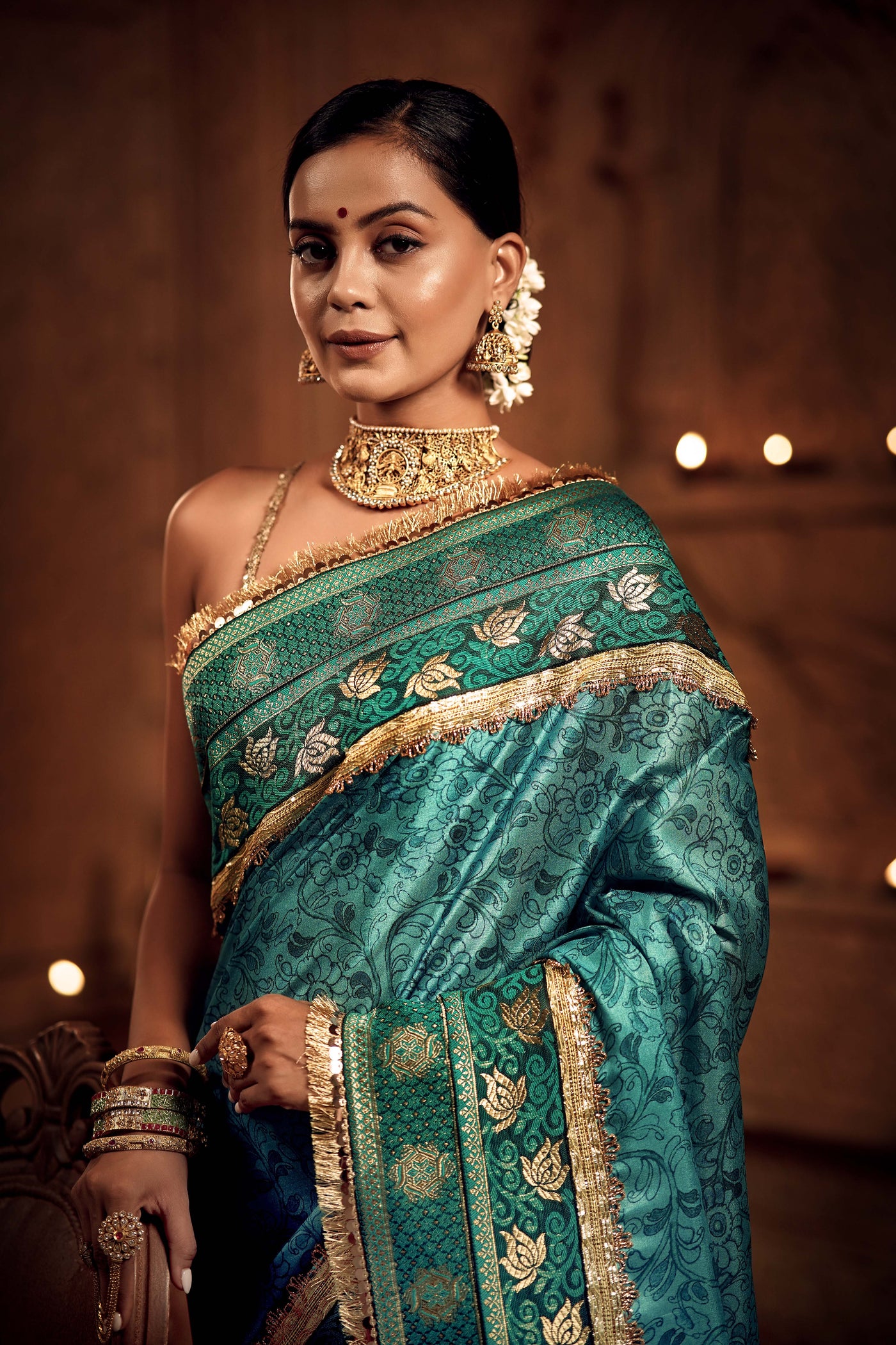 Timeless Turquoise Zari Saree