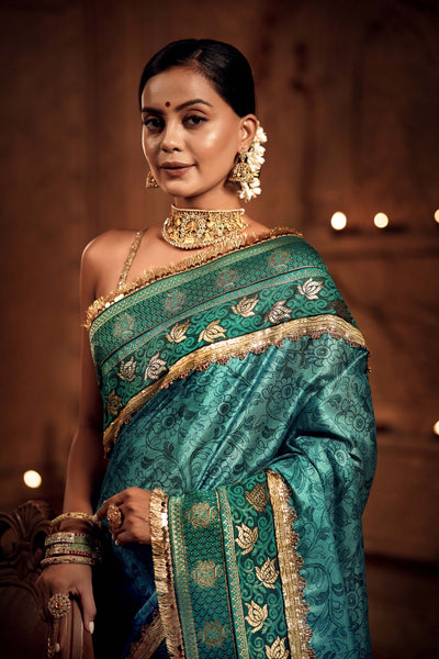 Timeless Turquoise Zari Saree