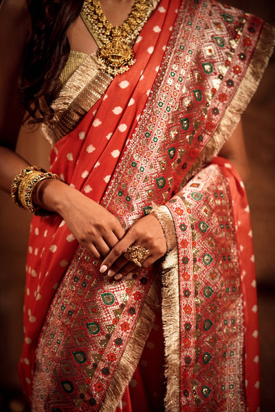 Glorious Orange Zari Saree