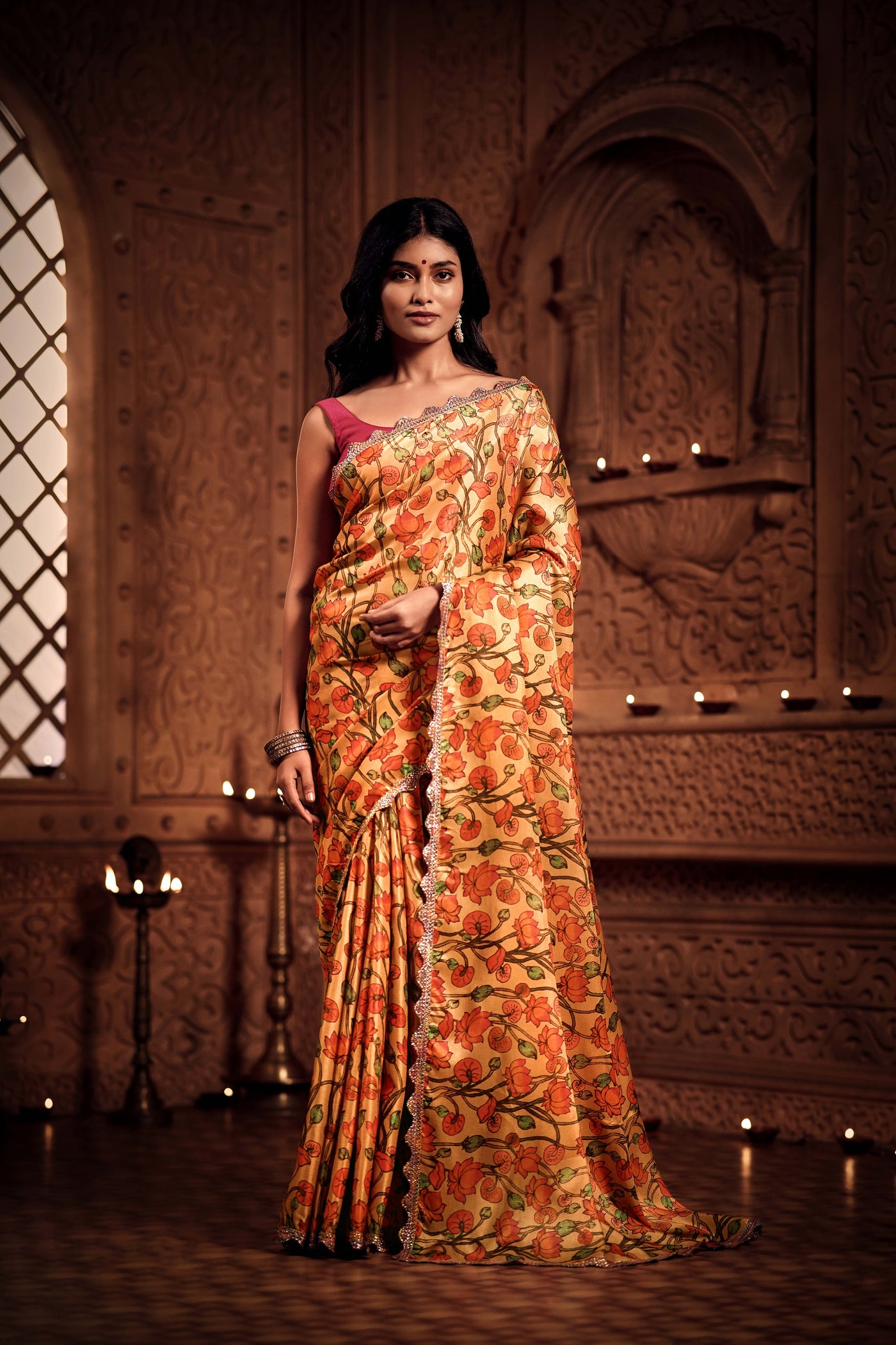 Floral Oasis Zari Saree