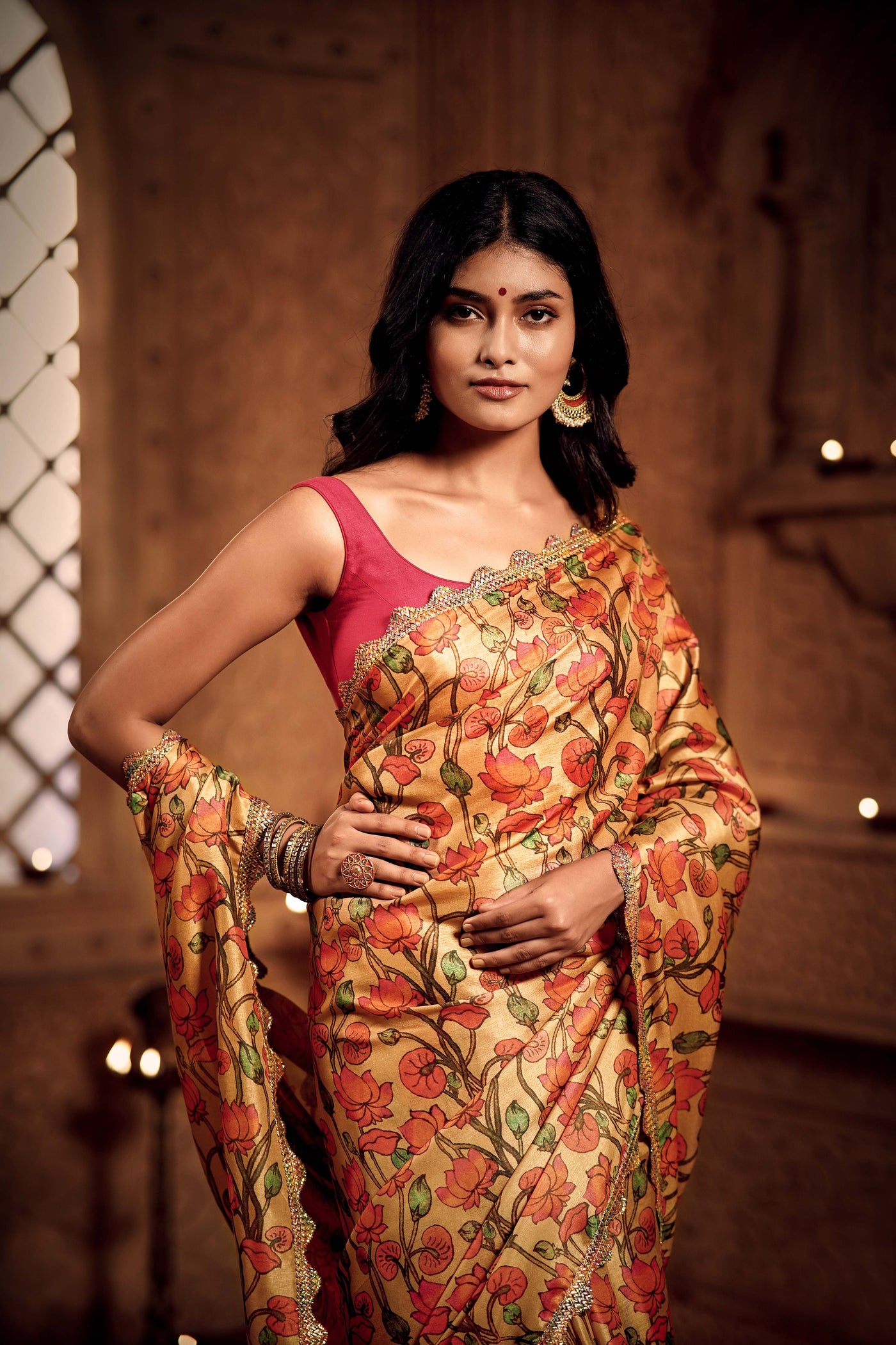 Floral Oasis Zari Saree