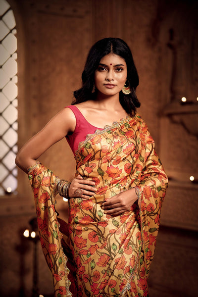 Floral Oasis Zari Saree