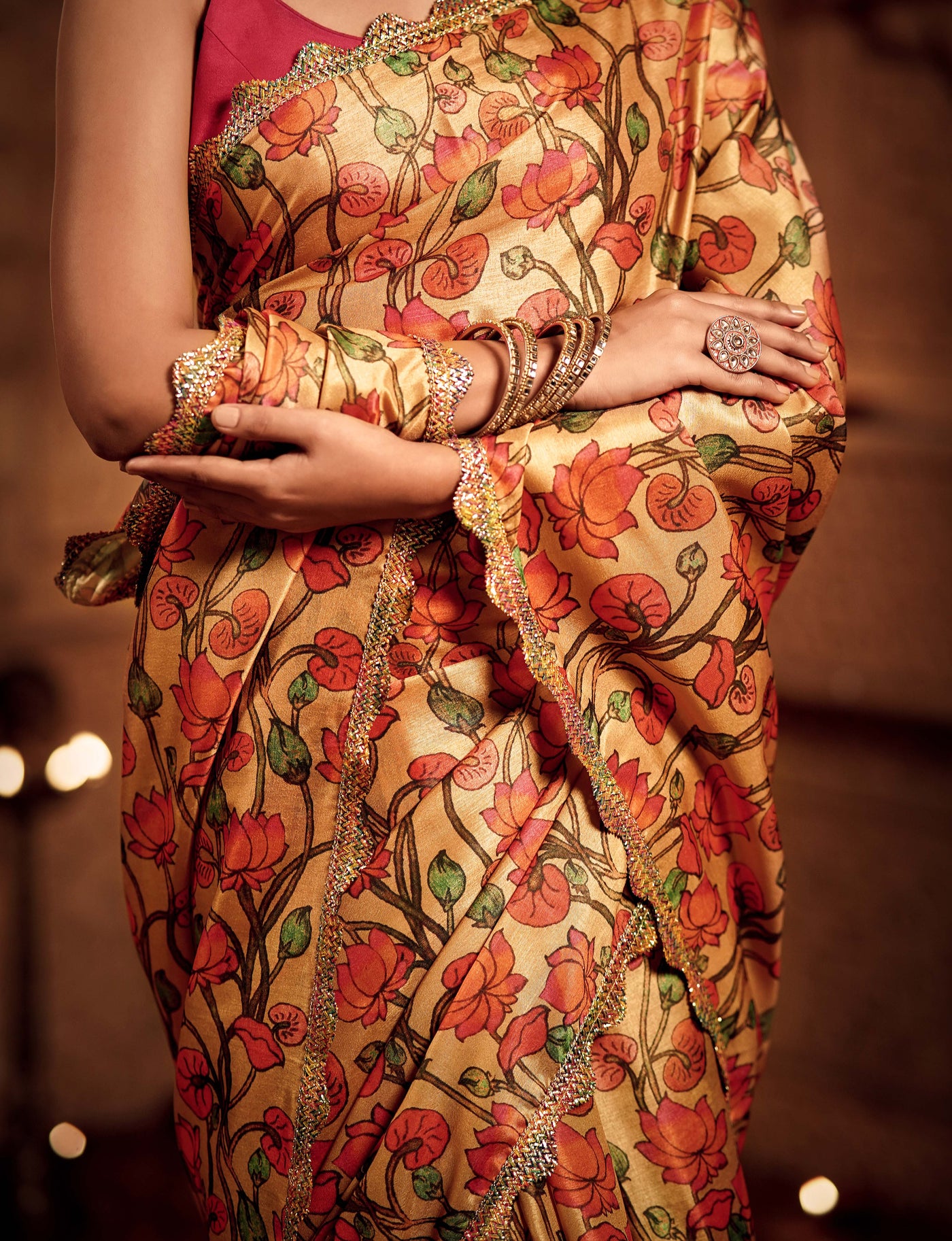 Floral Oasis Zari Saree