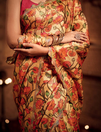 Floral Oasis Zari Saree