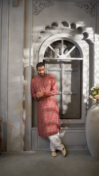 The Brown Floral Printed Kurta