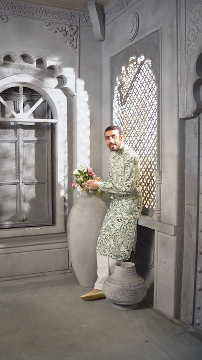 Green Abstract Printed Kurta