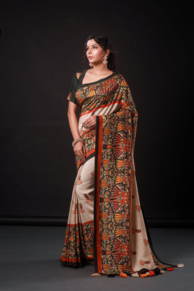 The Cream Bird Madhubani