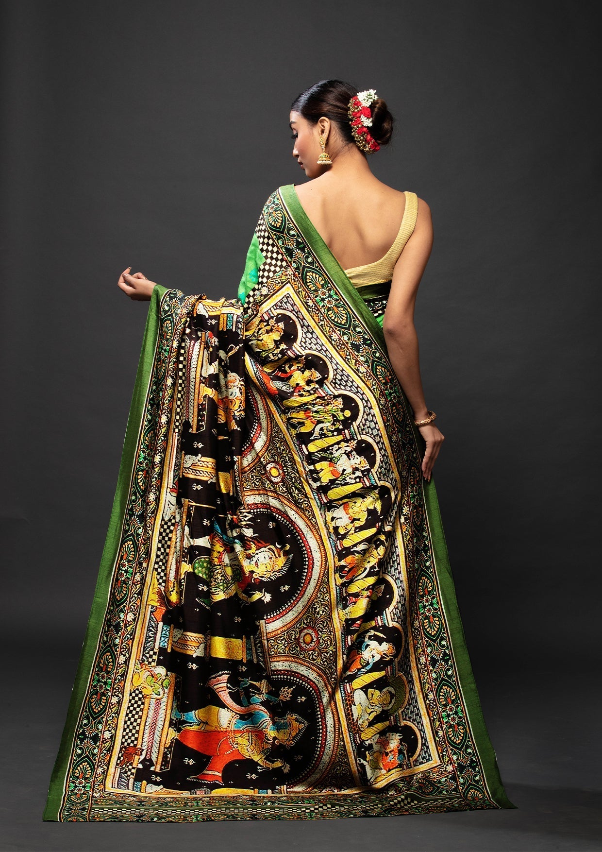 Green & Black Ardhnareswara Saree