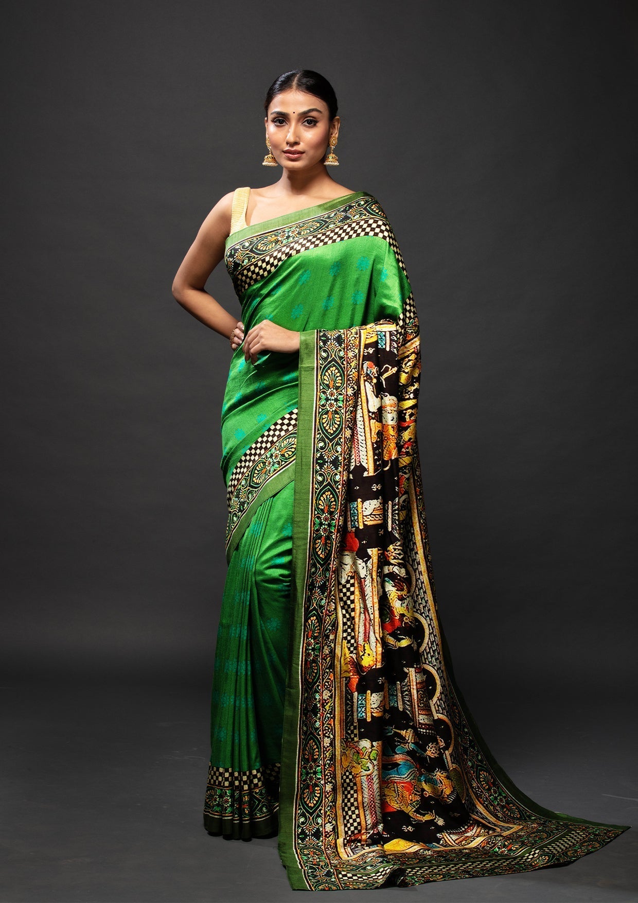 Green & Black Ardhnareswara Saree