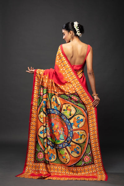 Lord Krishna with Gopi Mandala Saree