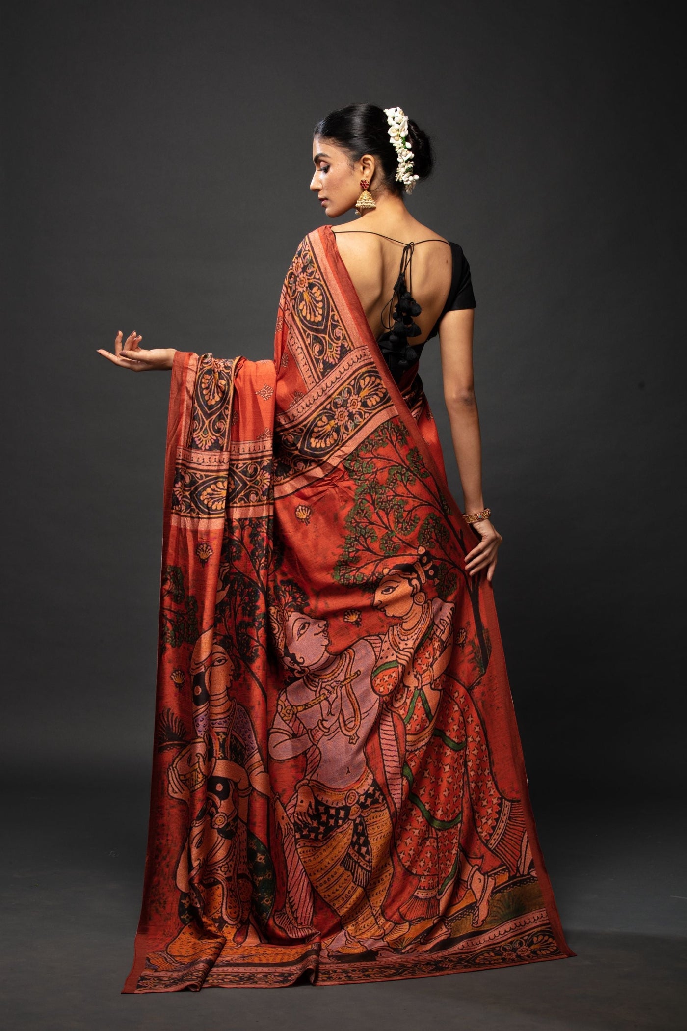 Lord Krishna Contemporary Saree