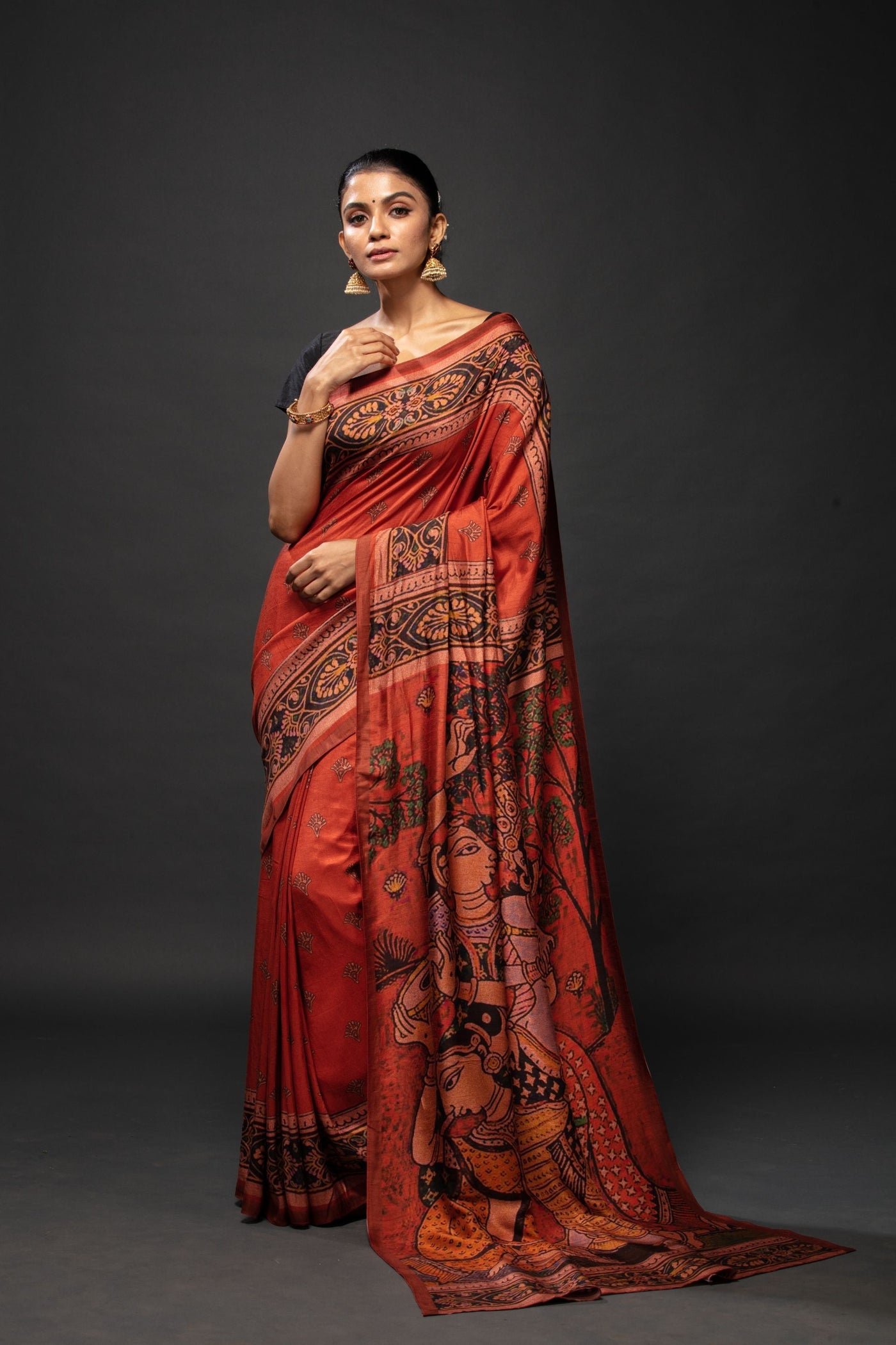 Lord Krishna Contemporary Saree