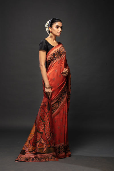 Lord Krishna Contemporary Saree